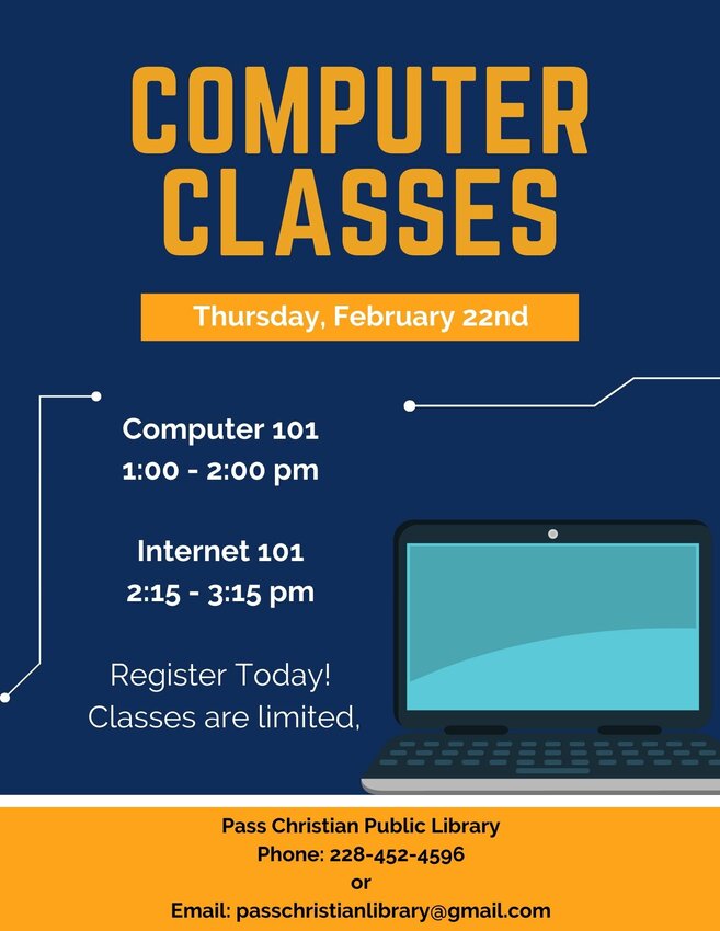 Pass christian library basic computer classes on february 22nd long